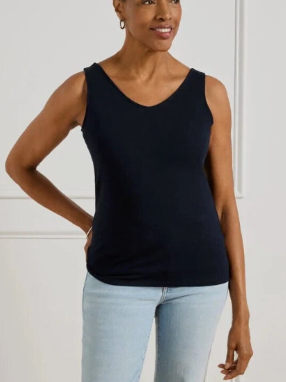 TALBOTS 180° REVERSIBLE BLACK VELVET SLEEVELESS SHELL TANK TOP Size S